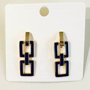 Black Enamel Link Earrings